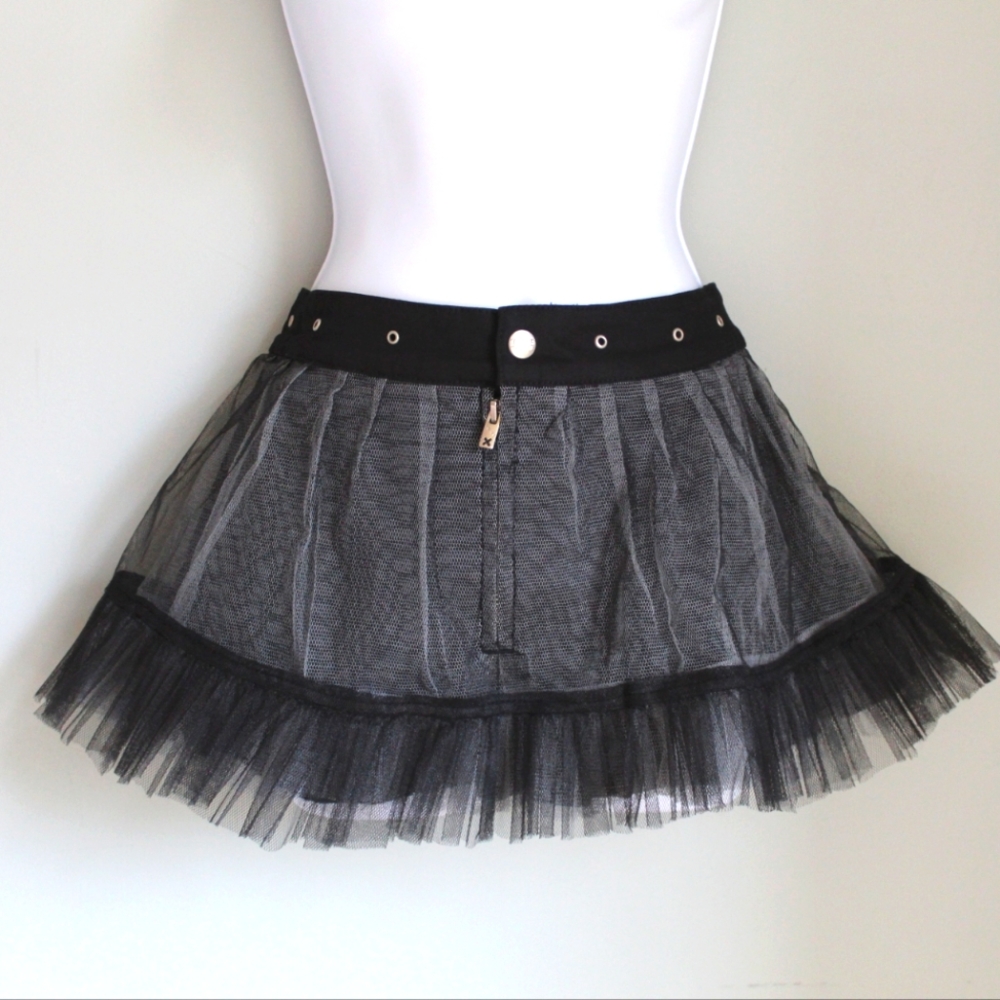 TRIPP NYC RARE Black Tutu Ruffle Layered Mini Medium Vintage Punk Goth Y2K